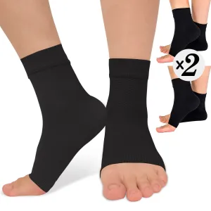 2 Pack Ankle Brace Compression Sleeve 8-15 mmHg Open Toe Сompression Socks for Swelling,Plantar Fasciitis,Sprain,Nano Brace for Women Men Black L/XL Black (2 Pack) Large-X-Large