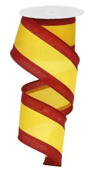 2.5" Satin Tri-Stripe Ribbon: Dk Red/Golden Yellow - 10Yds