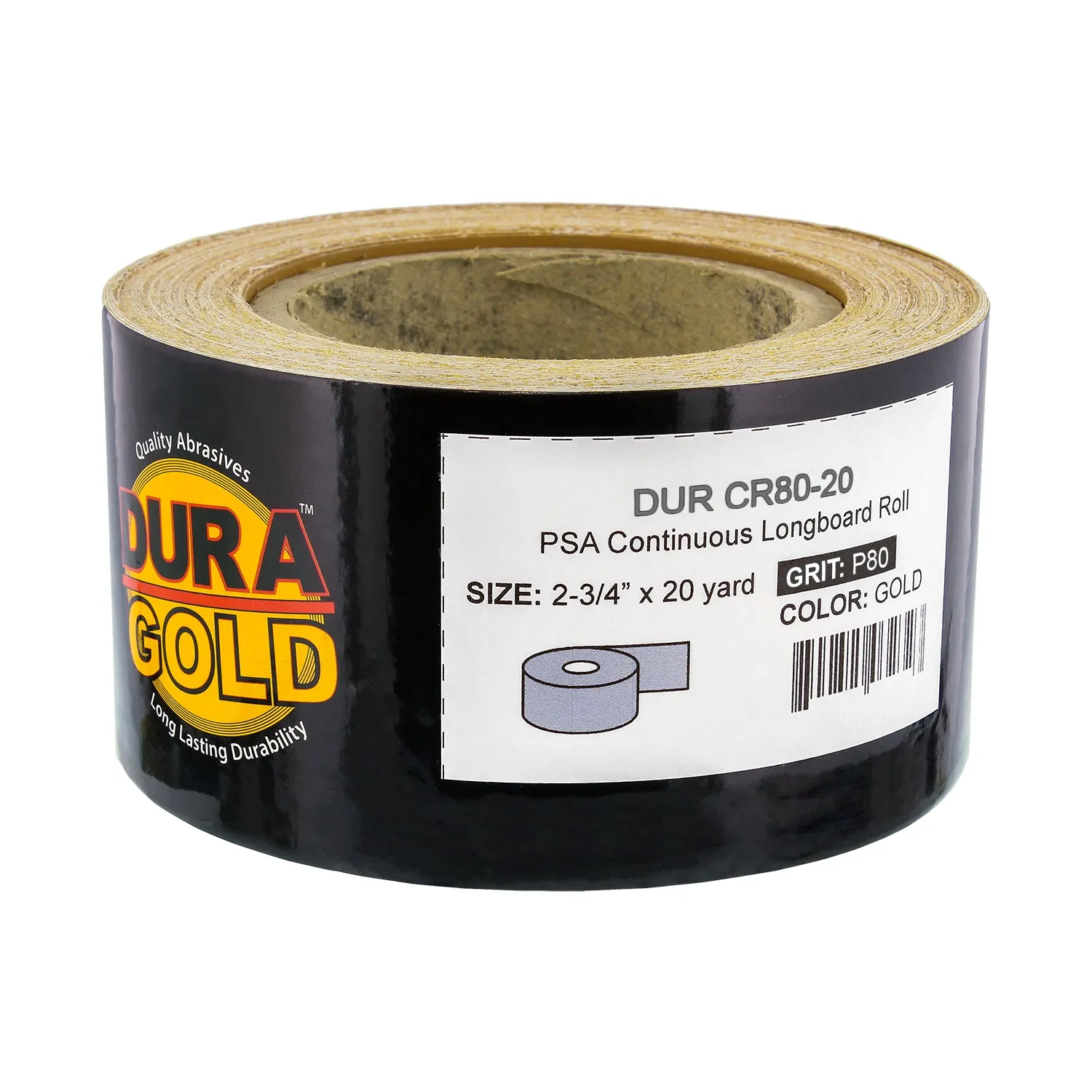 80 Grit Gold - Longboard Continuous Roll PSA Stickyback Self Adhesive Sandpaper 20 Yards Long by 2-3/4" Wide