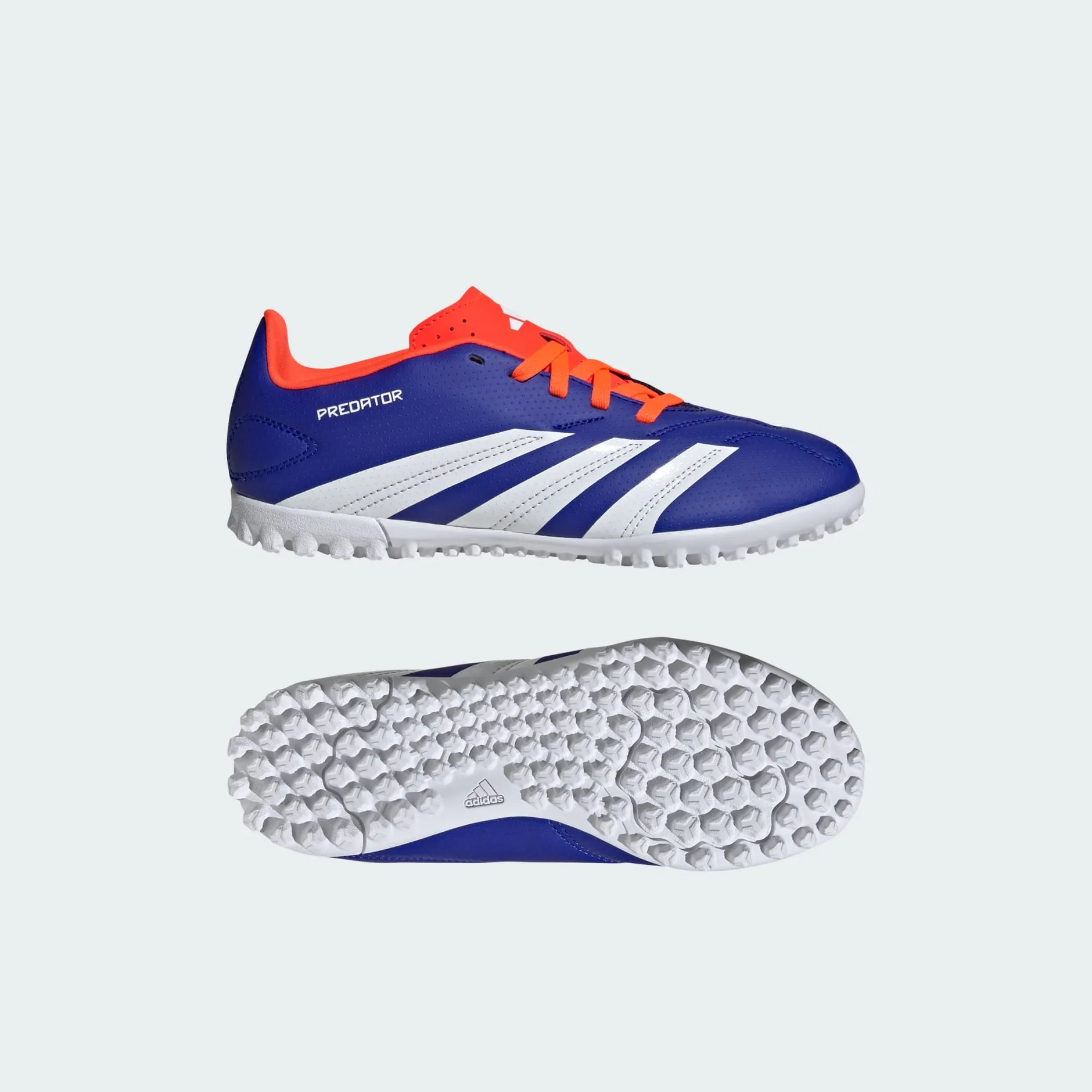 adidas Predator Club Artificial Turf Soccer Shoes | Lucid Blue-Cloud White-Solar Red | Kids