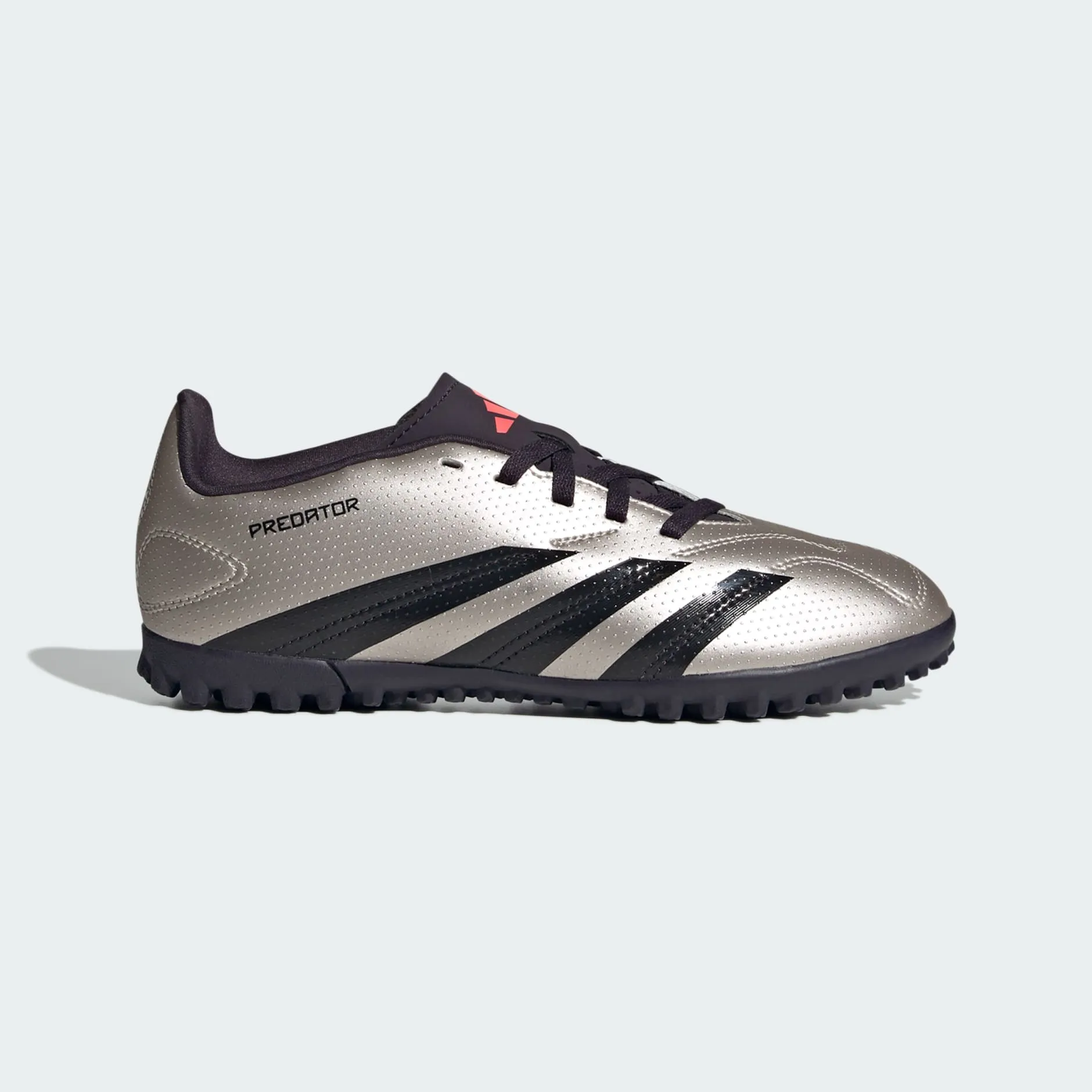 adidas PREDATOR CLUB Artificial Turf Soccer Shoes | Platinum Metallic-Aurora Black | Kid's Unisex