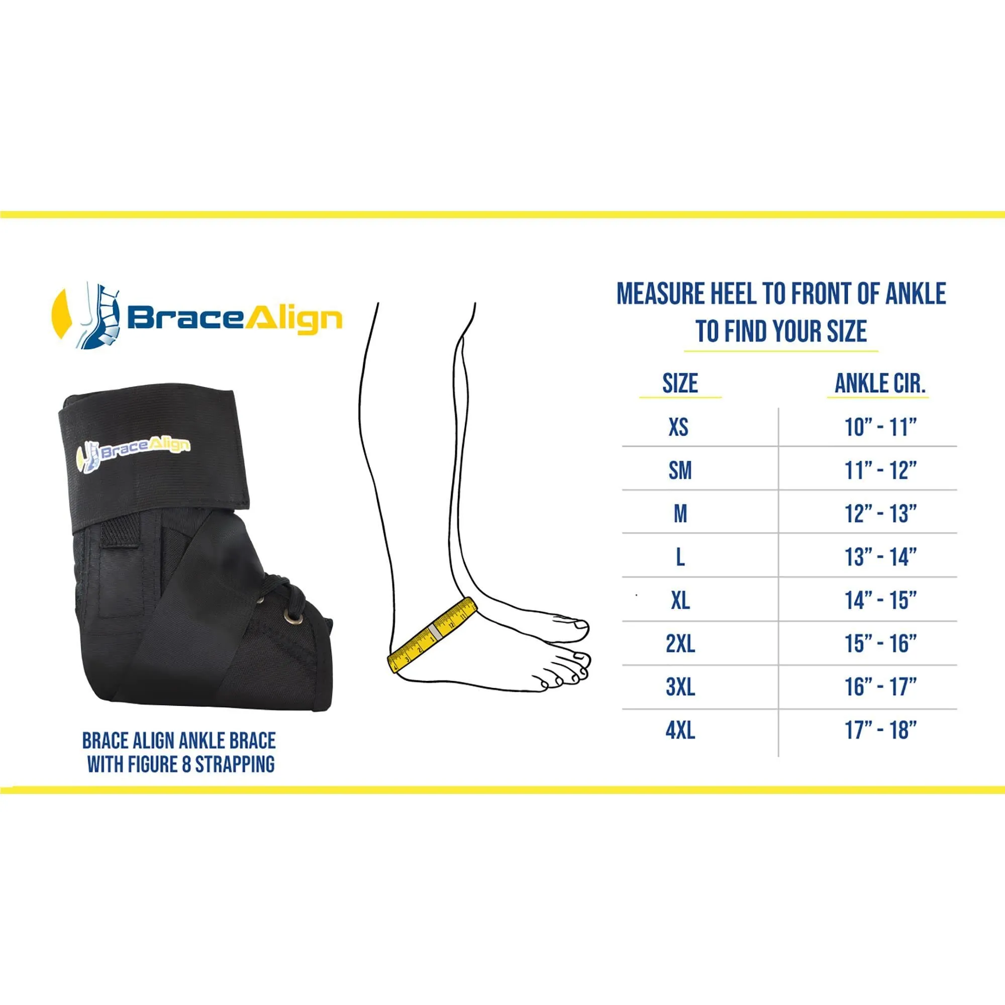 Ankle Brace PDAC L1902 with Figure 8 Strapping -Immobilization Post Injury, Lightweight for Quick Lace Up & Inversion/Eversion Control by Brace Align 2XL 15”-16”