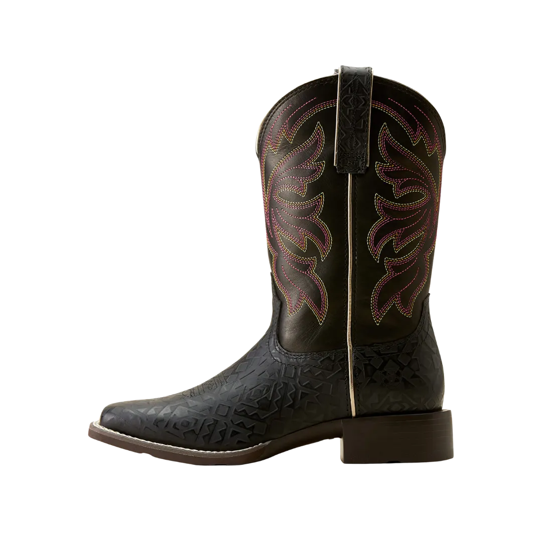 Ariat Women's Buckley Western Black Blanket Emboss Limousine Black Boots