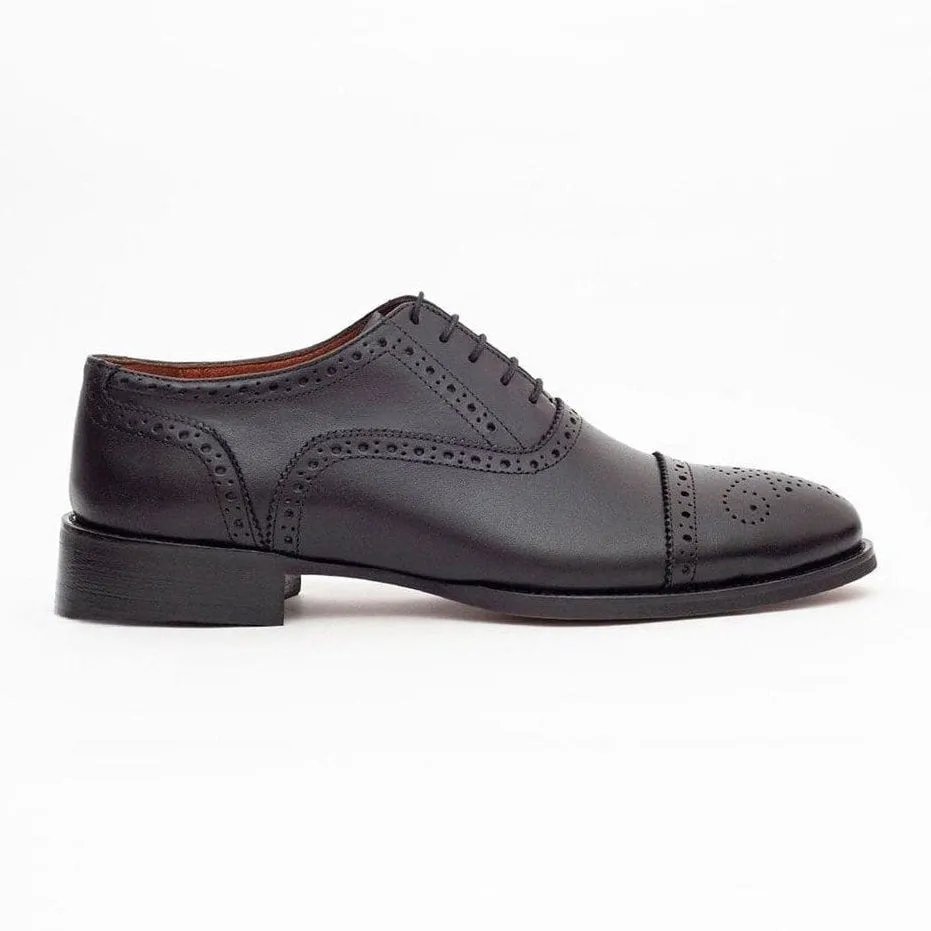 Ariston Mens Black Lace-up Oxford Leather Dress Shoes