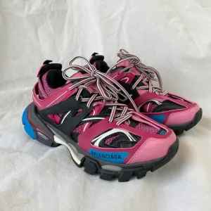 Balenciaga pink, black, blue track sneakers, 37