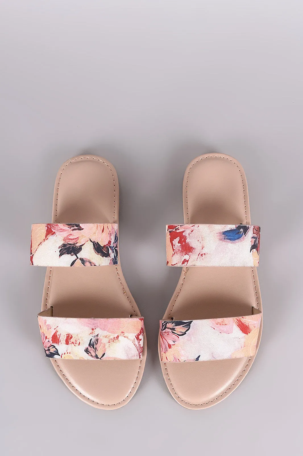 Bamboo Watercolor Double Band Slide Sandal