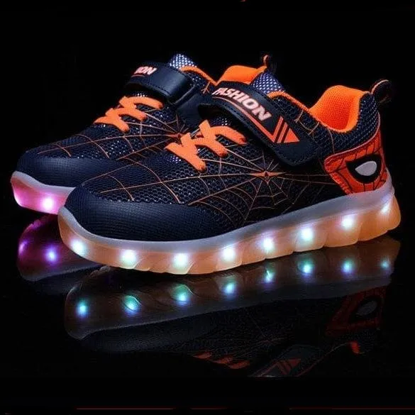 Black Green Kids Led Usb Glowing Shoes For Children