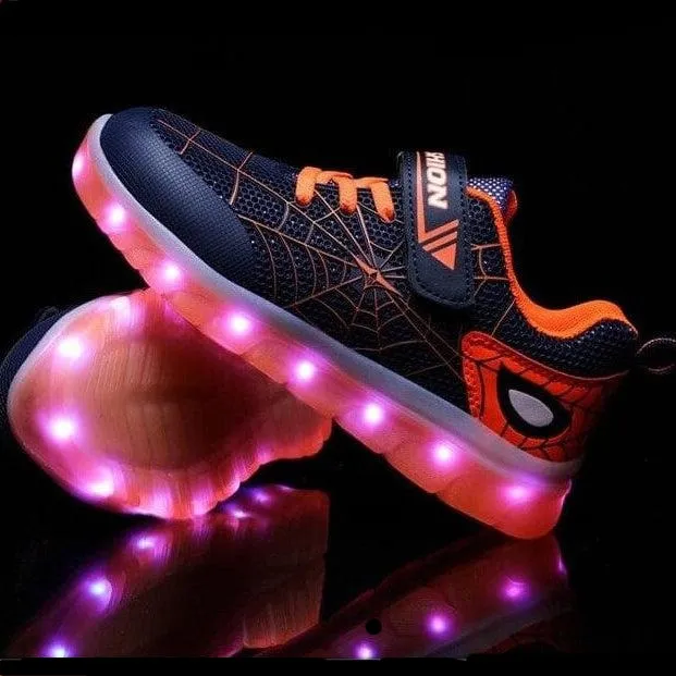 Black Green Kids Led Usb Glowing Shoes For Children