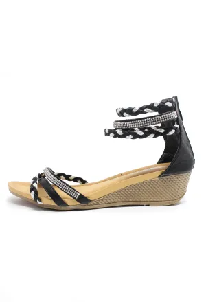 Black Lightweight Ankle Strap Wedge Sandal