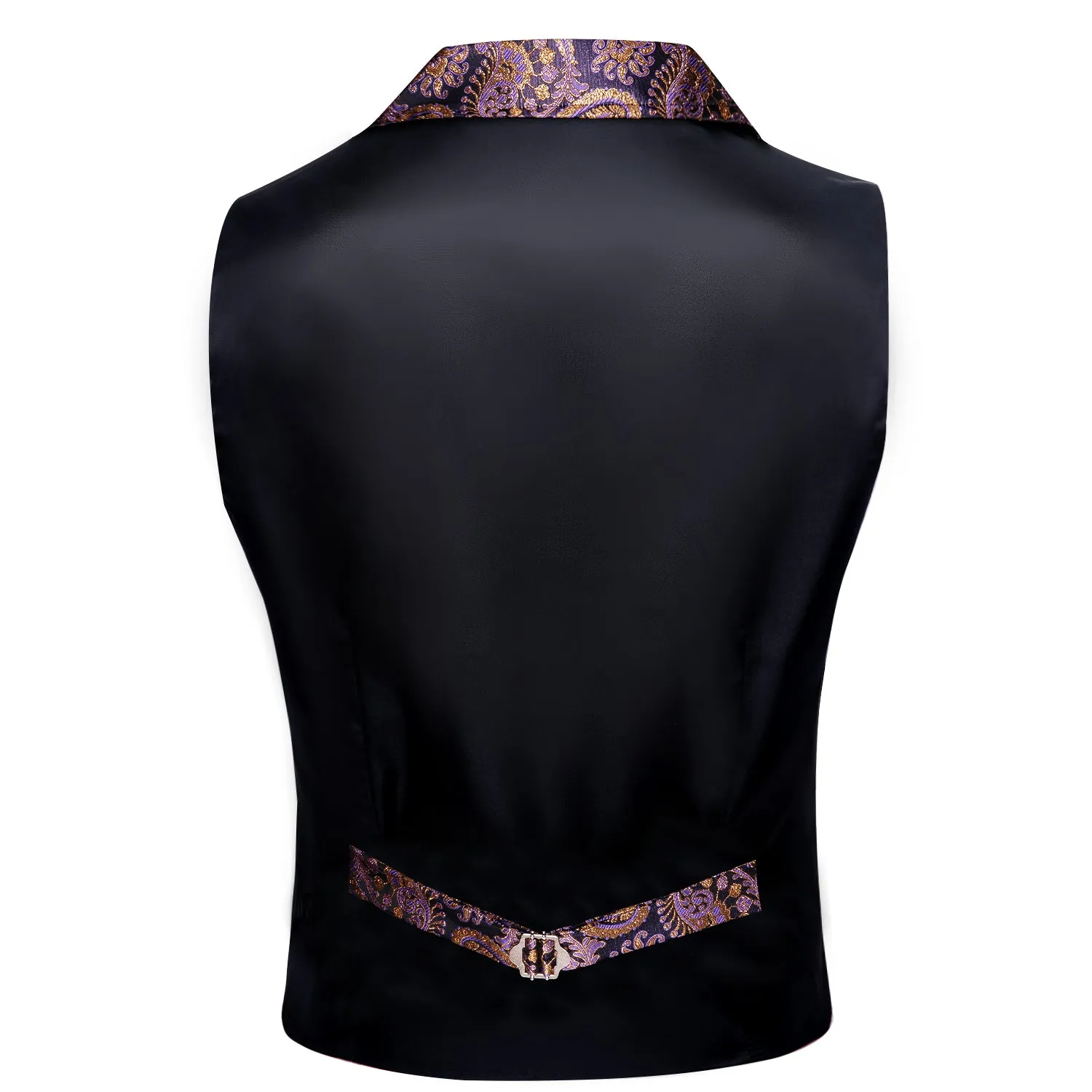 Black Purple Paisley Jacquard Men's Collar Victorian Suit Vest