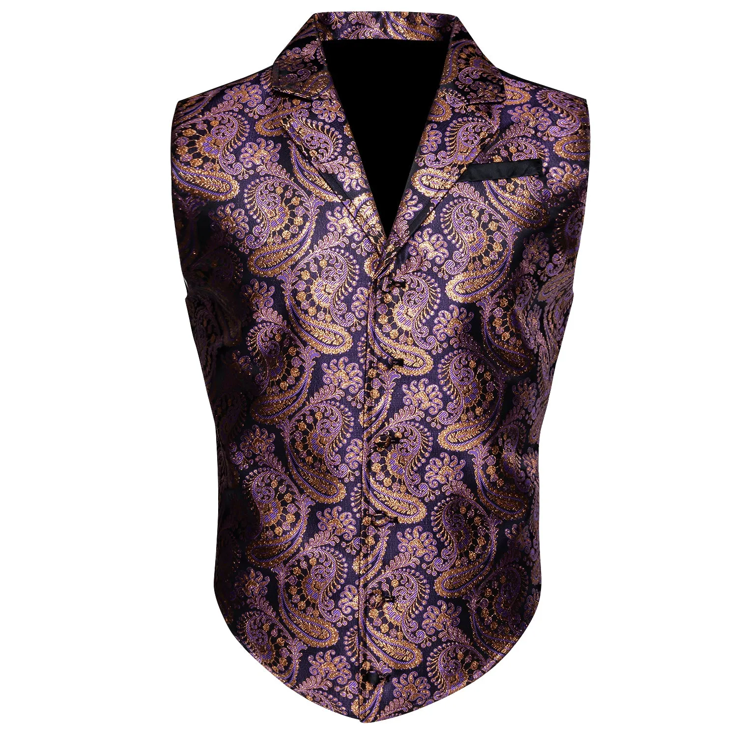 Black Purple Paisley Jacquard Men's Collar Victorian Suit Vest