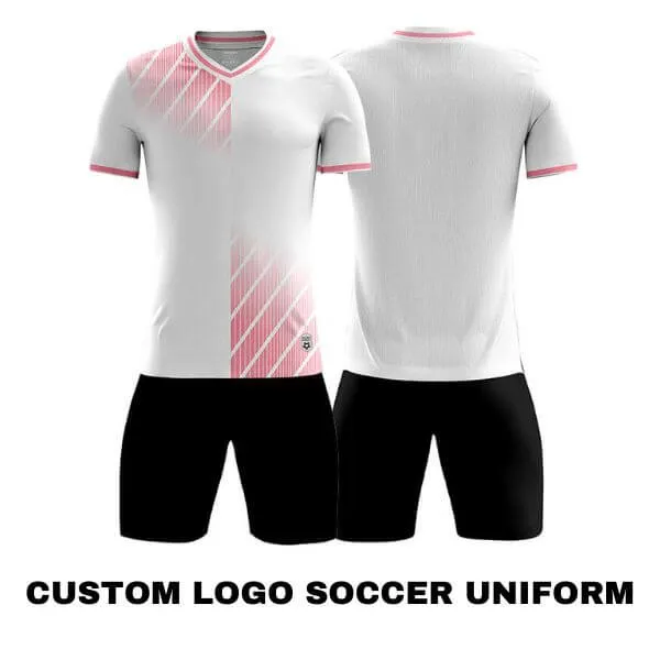 Bulk Blank White Pink Soccer Uniform For Youth