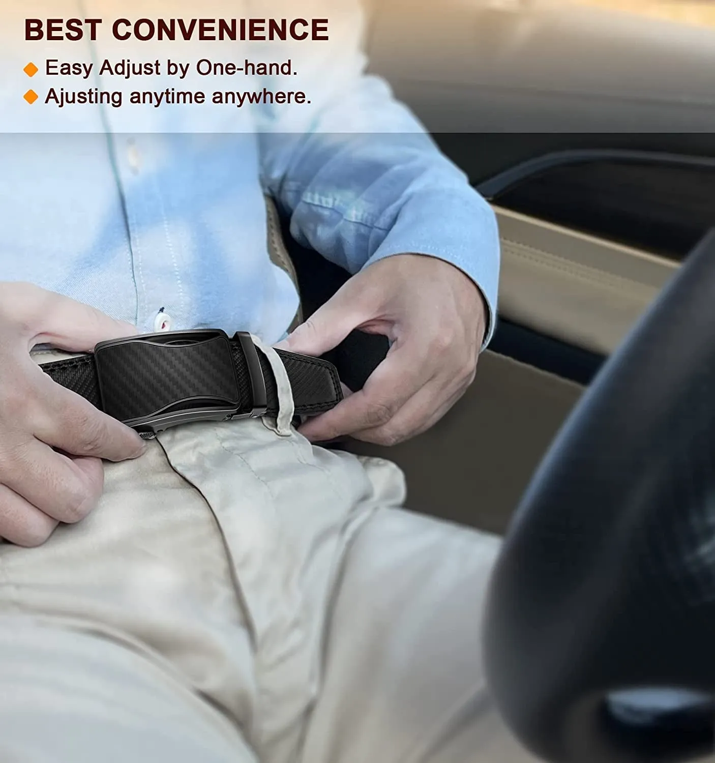 BULLIANT Mens Ratchet Belt, Leather Adjustable Slide Belt for Mens Dress Casual Pant