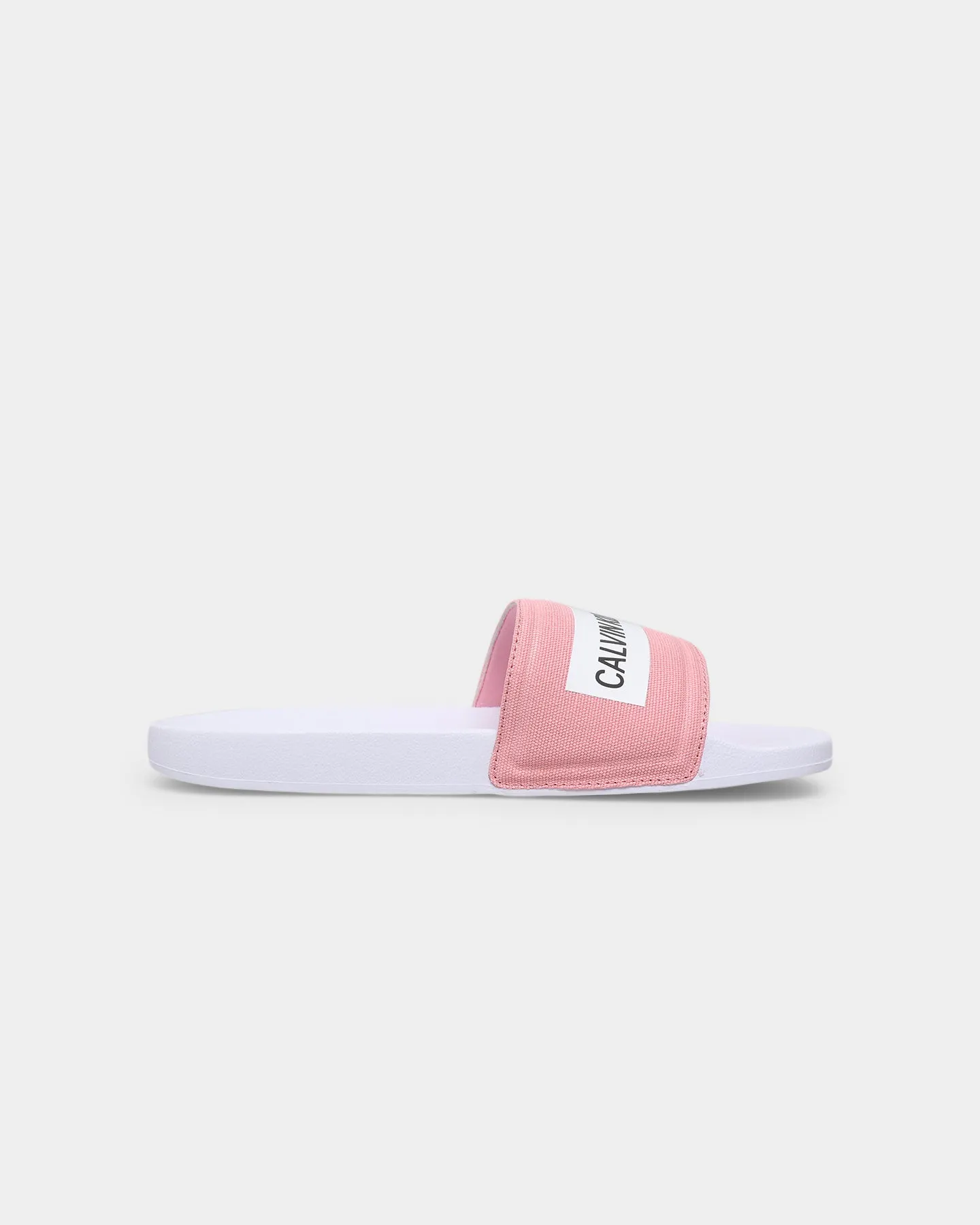 Calvin Klein Women's Tape Institutional Slides Soft Berry