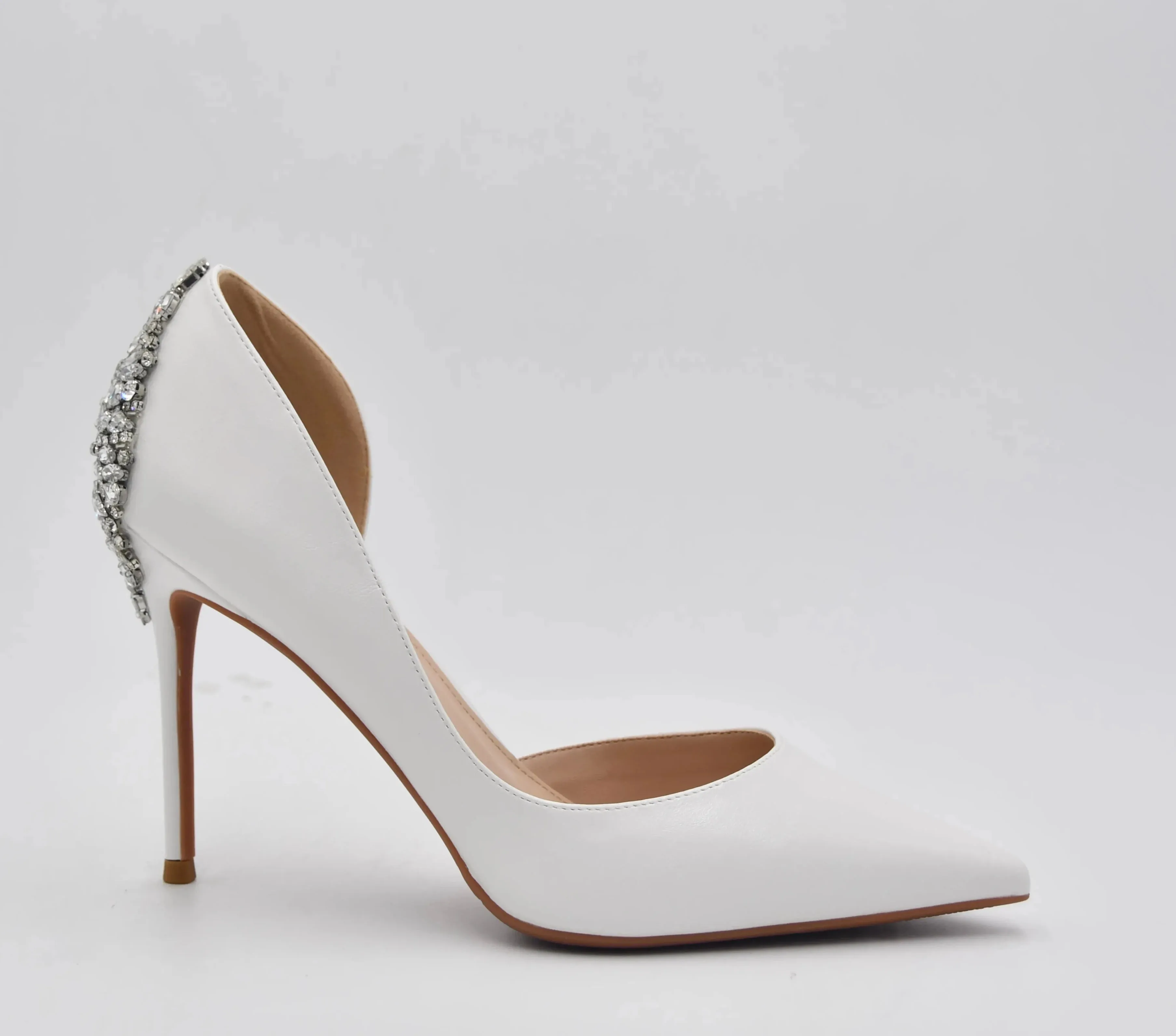 Crystal  Rhinestone White Pointed High Heel Wedding Pumps