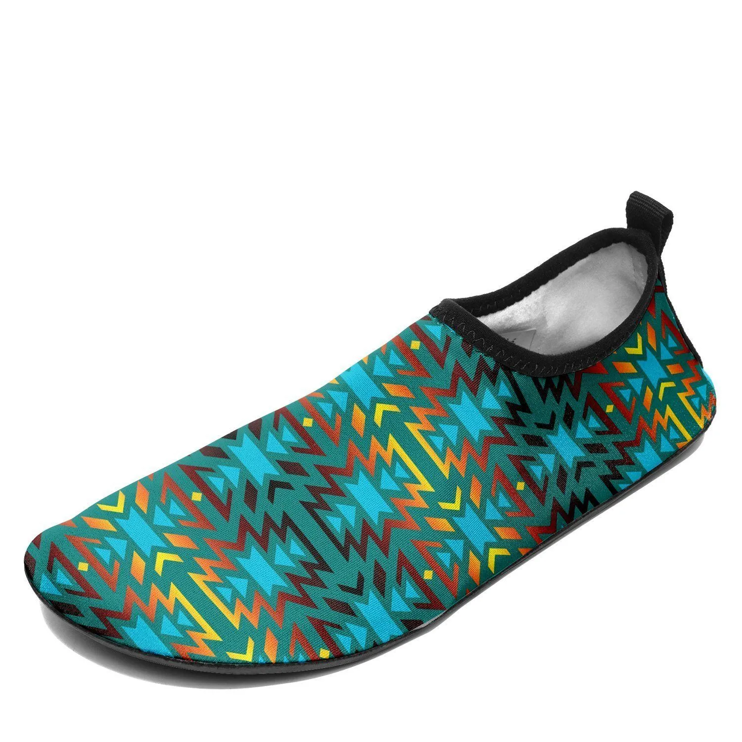 Fire Colors and Turquoise Teal Sockamoccs Kid's Sockamoccs Slip On Shoes