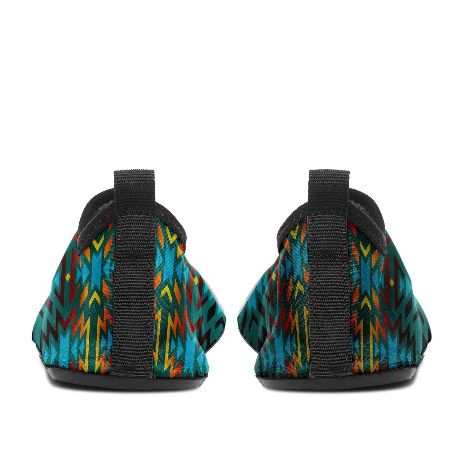 Fire Colors and Turquoise Teal Sockamoccs Kid's Sockamoccs Slip On Shoes