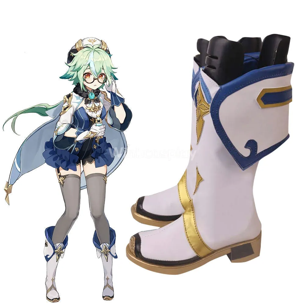 Genshin Impact Sucrose White Shoes Cosplay Boots