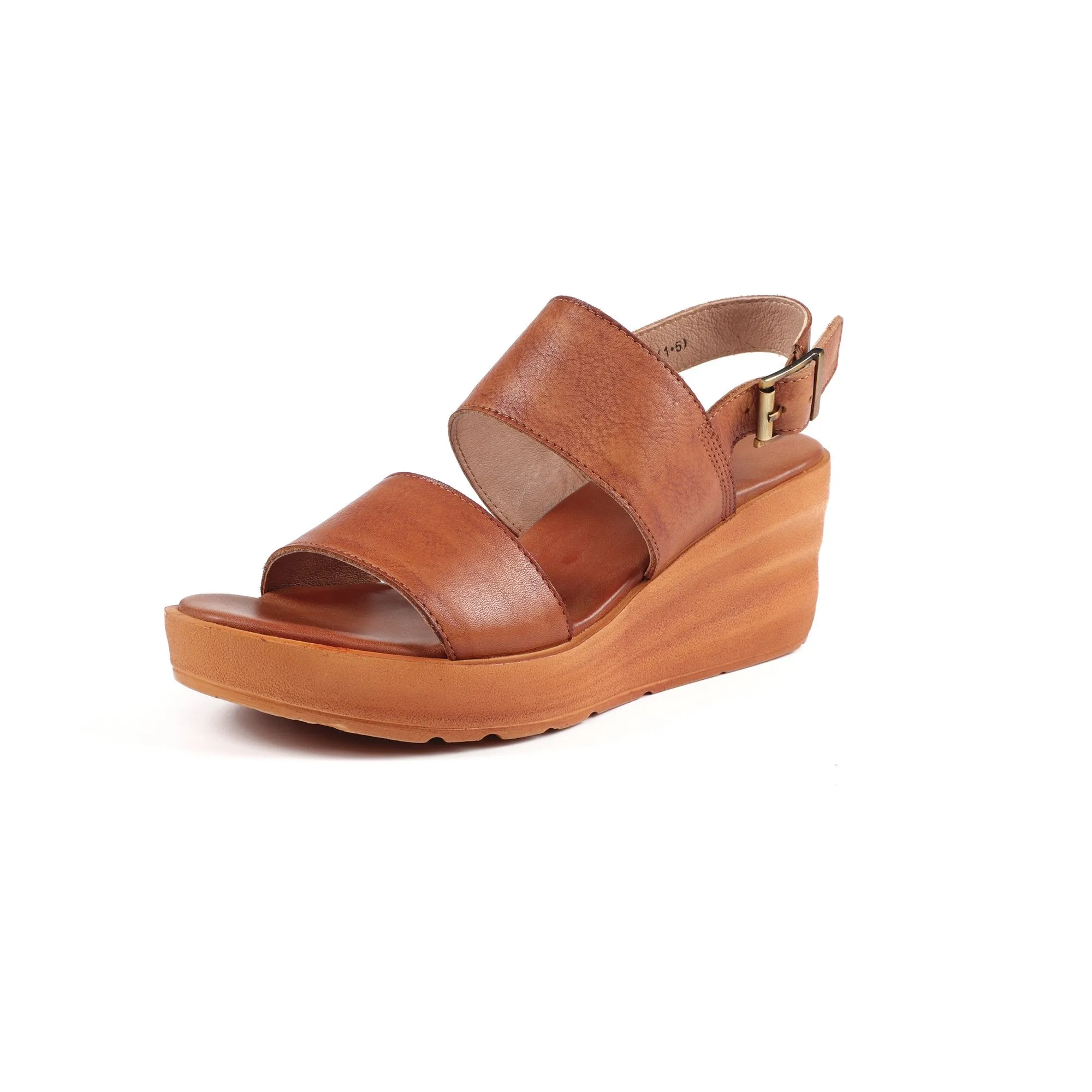 Handmade Genuine Leather Platform Sandals Coffee/Brown