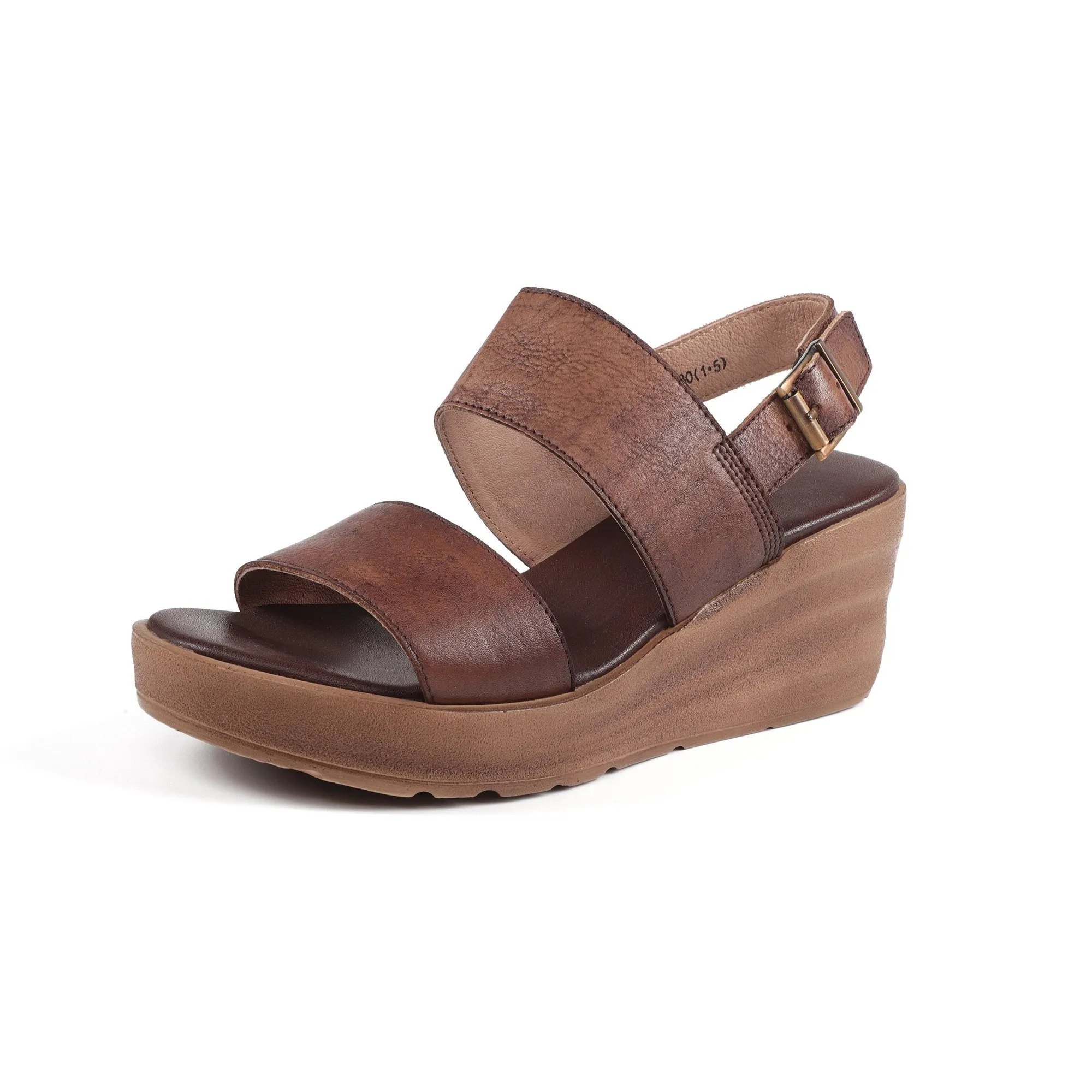 Handmade Genuine Leather Platform Sandals Coffee/Brown