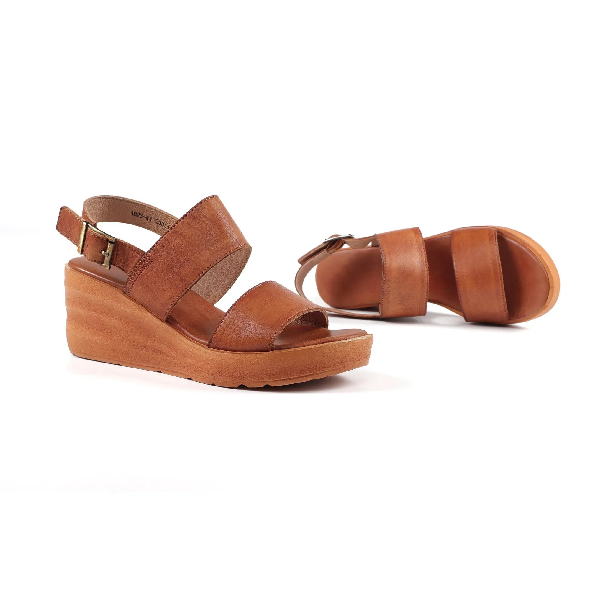 Handmade Genuine Leather Platform Sandals Coffee/Brown