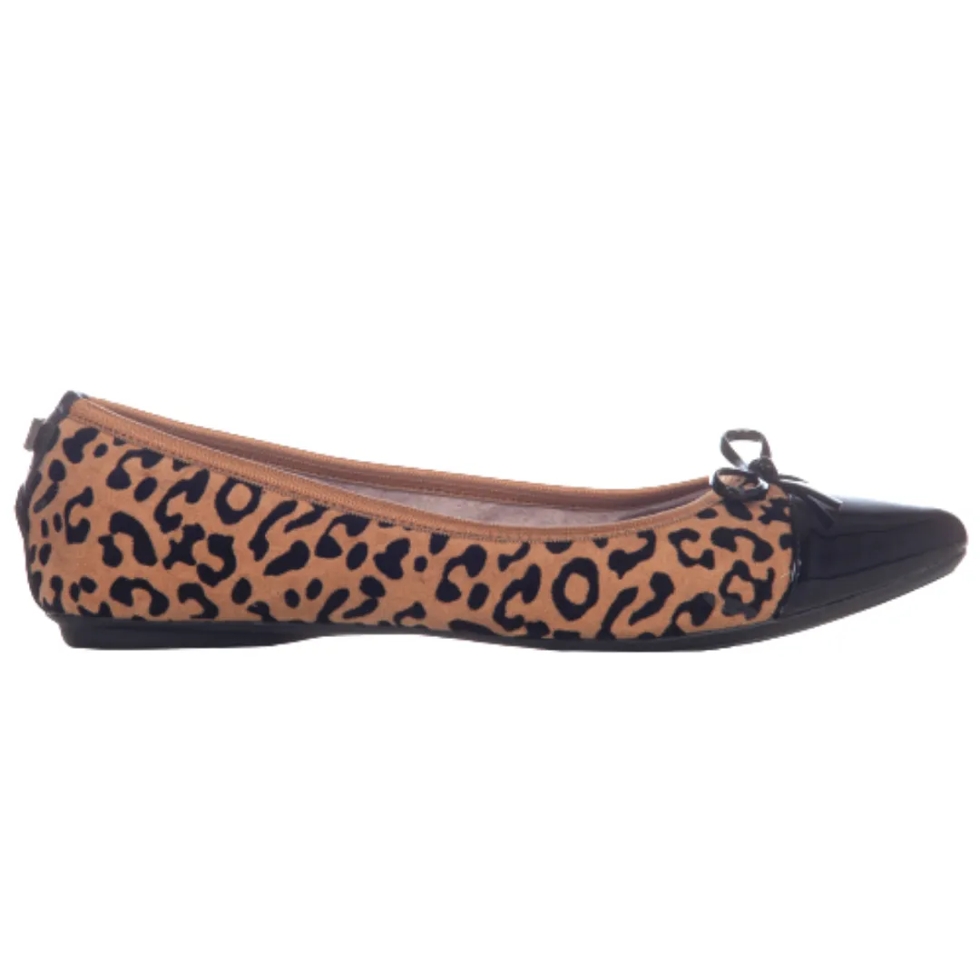 HOLLY Ballet Flat Shoes - Flocked Leopard