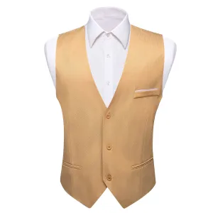 Jasmine Yellow Solid Men's V-Neck Business Vest