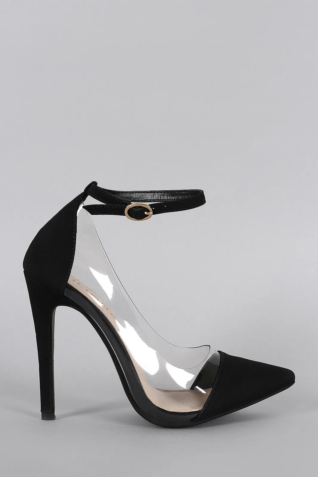 Liliana Nubuck Lucite Pointy Toe Stiletto Pump