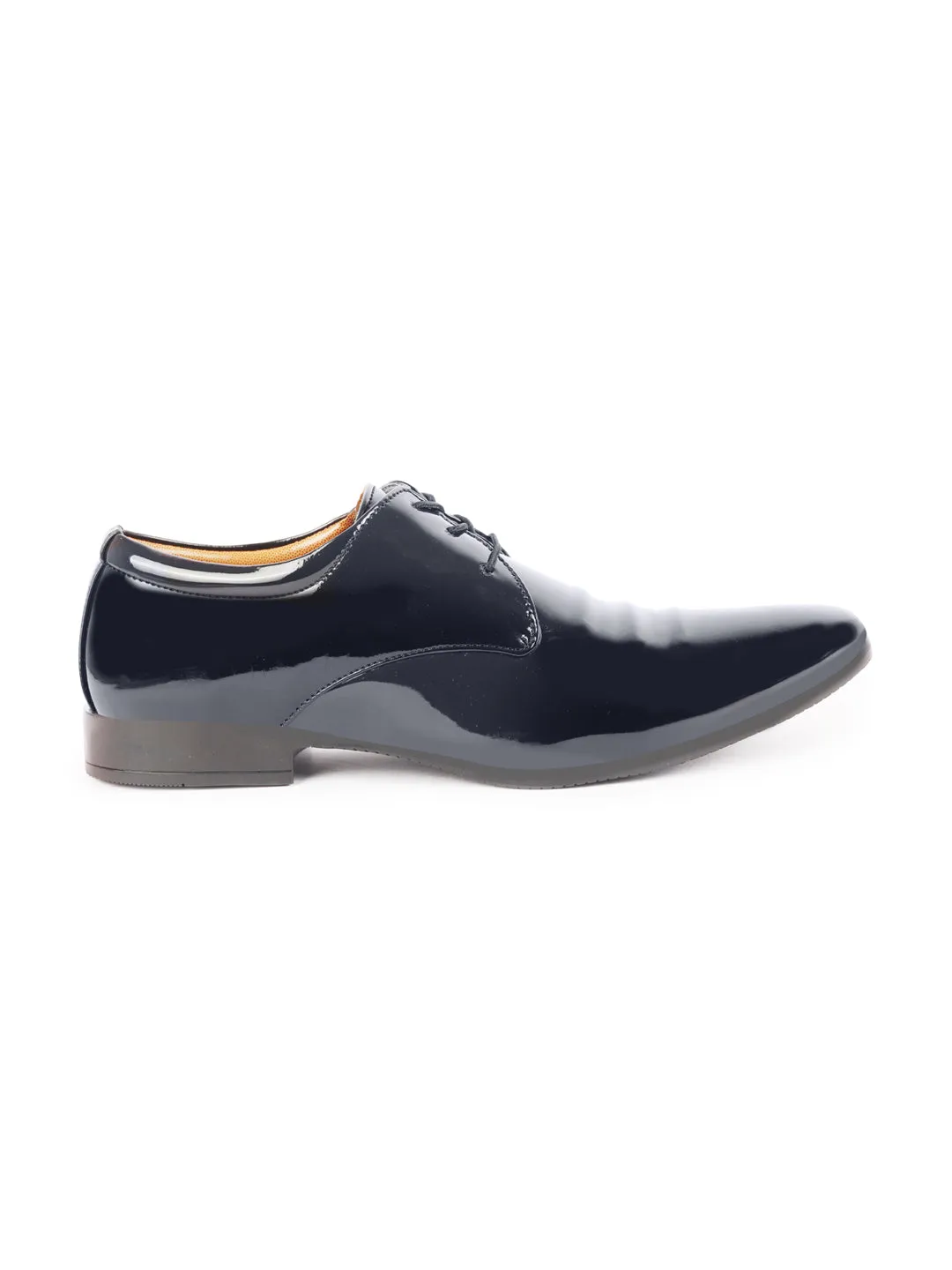 Men Blue Patent Leather Party Lace Up Stylish Fashion Comfort Lightweight Shoes