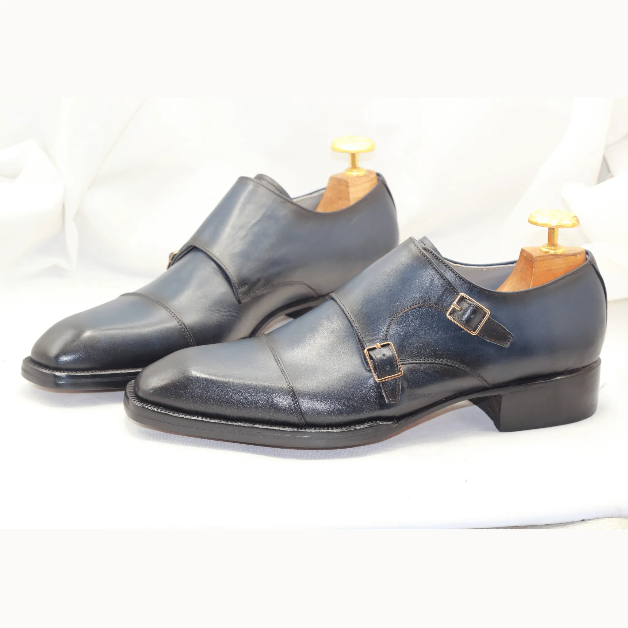 Men's Classic Black Leather Double Monk Strap Shoes Handcrafted Italian-Style Double Monk Dress Shoes Premium Quality Formal Footwear