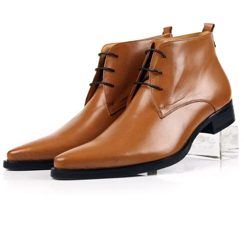 Men's Lace-Up High-Top Business Short Boots