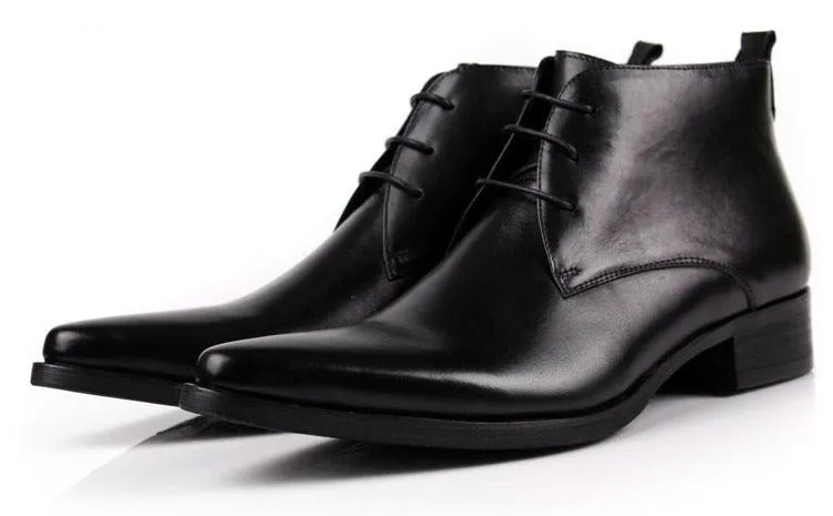 Men's Lace-Up High-Top Business Short Boots