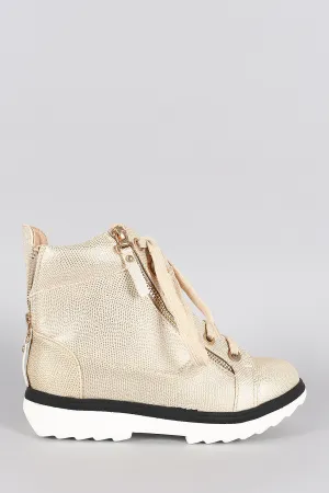 Metallic Stingray Embossed High Top Sneaker