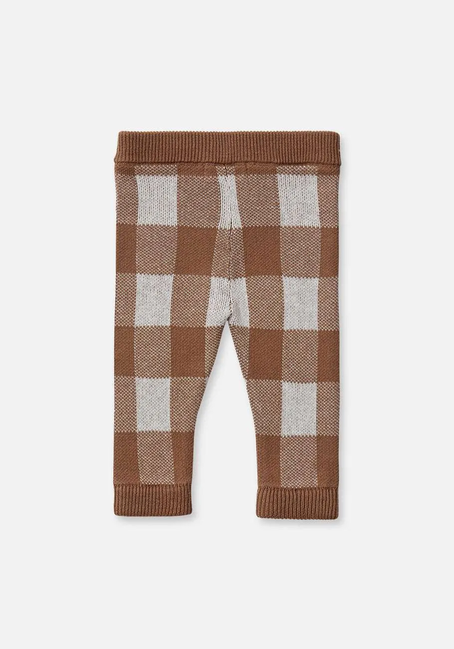 Miann & Co Baby - Knitted Legging - Café Au Lait Gingham