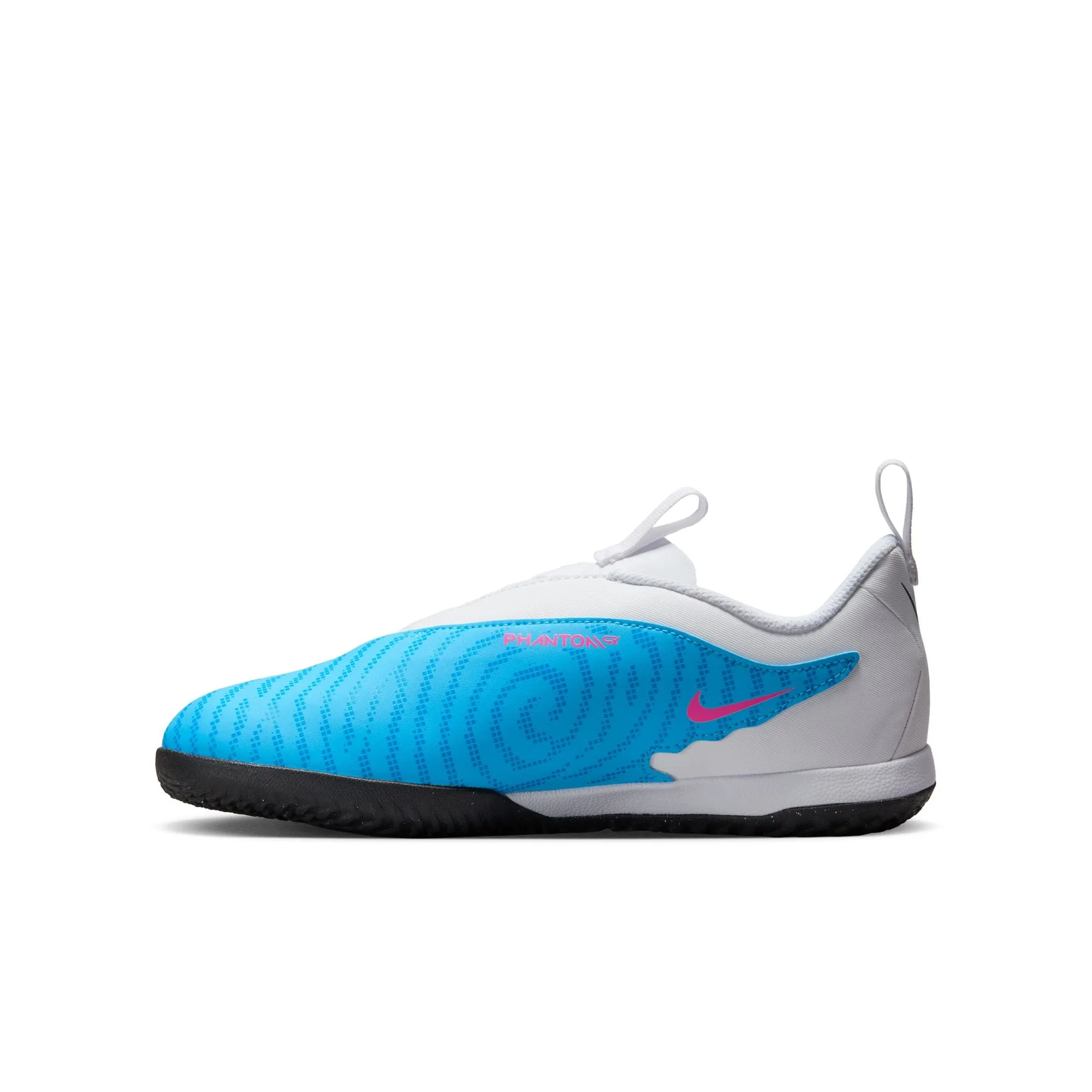 Nike Junior Phantom GX Academy IC Indoor Soccer Shoes-White/Black/Blue/Pink