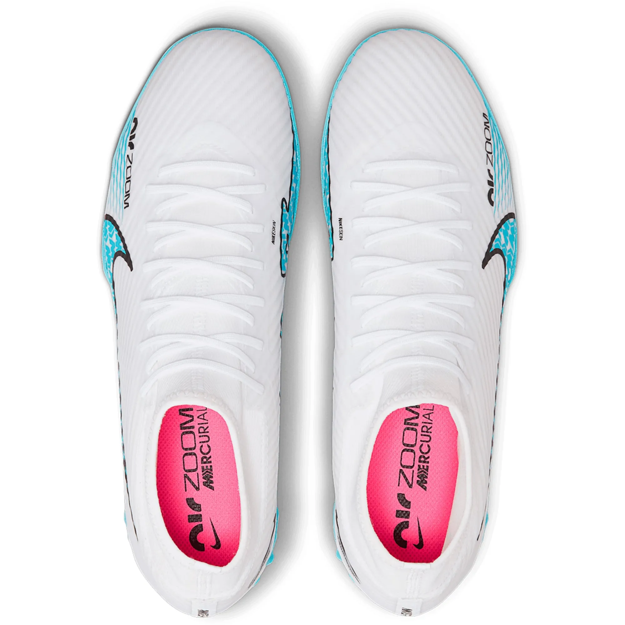 Nike Zoom Mercurial Superfly 9 Academy TF Turf Soccer Shoes - White/Blue/Pink/Black