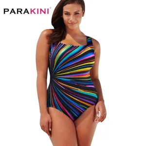 PARAKINI Plus Size Swimwear Female Polka Dot One Piece Swimsuit Women Retro Vintage Bathing Suits Large Size One-Piece Monokini