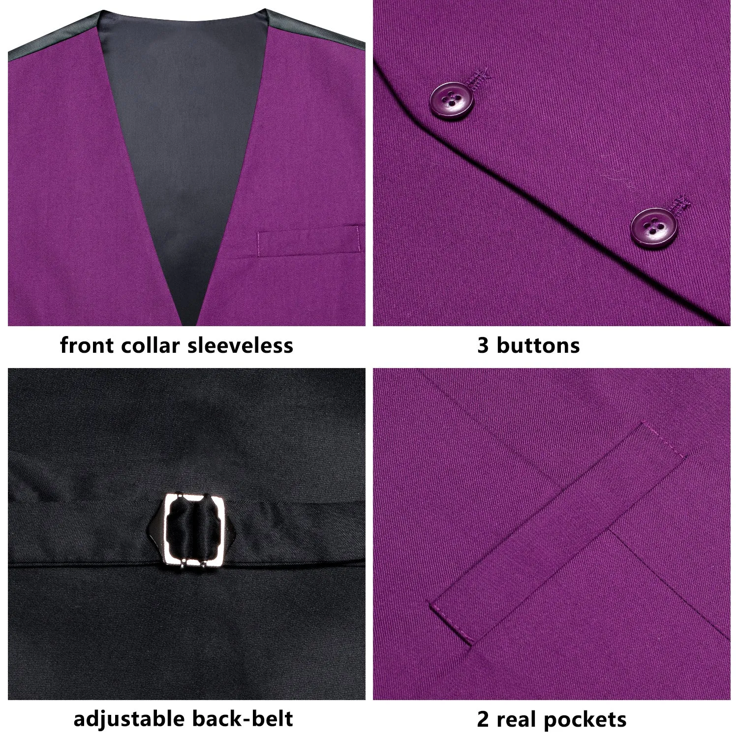 Purple Cotton Solid Splicing Jacquard Men's Vest