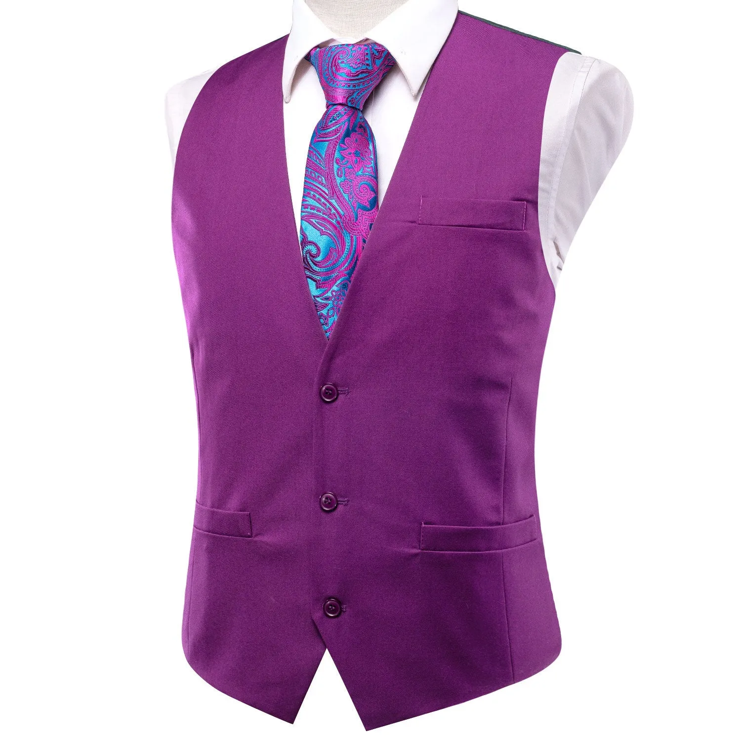 Purple Cotton Solid Splicing Jacquard Men's Vest