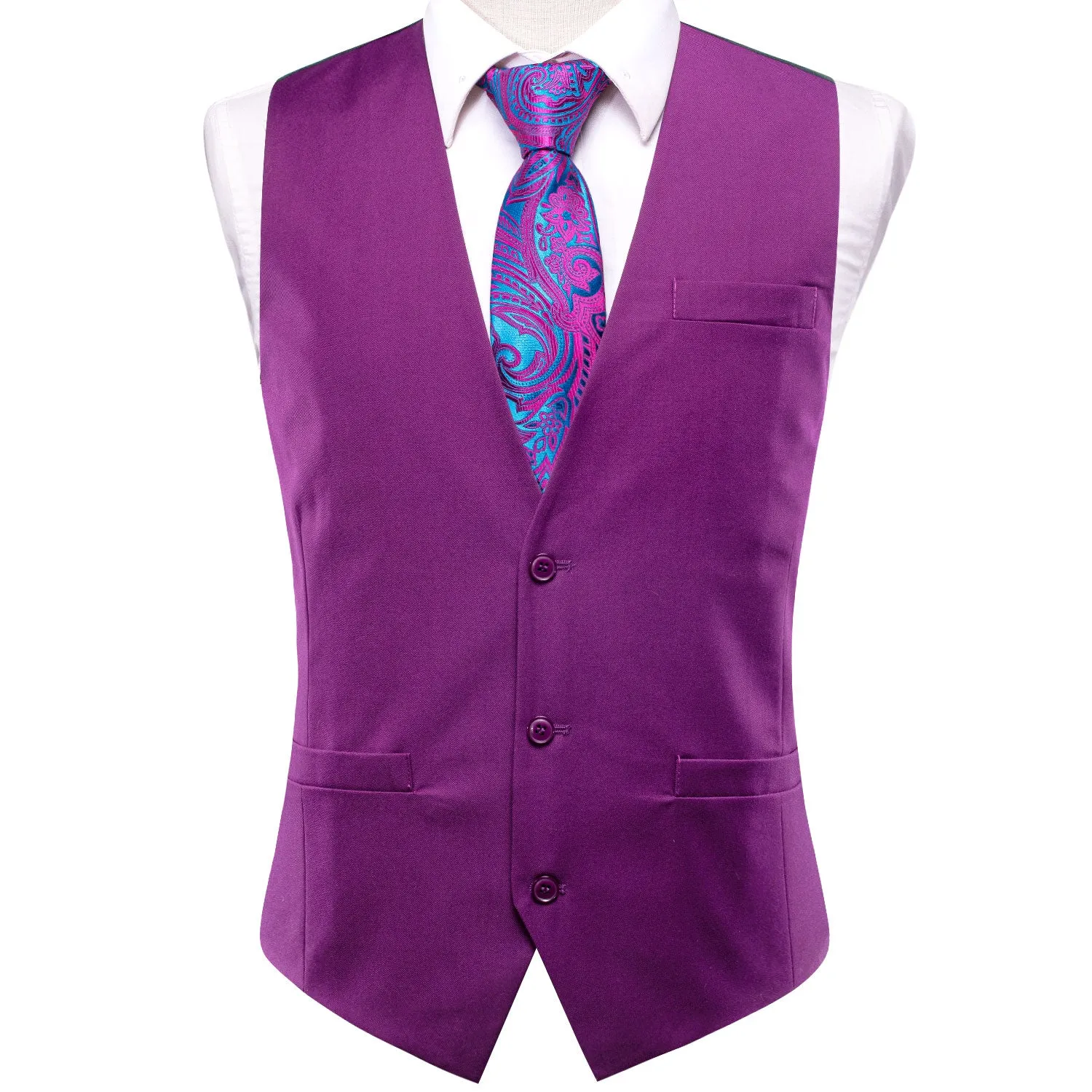 Purple Cotton Solid Splicing Jacquard Men's Vest