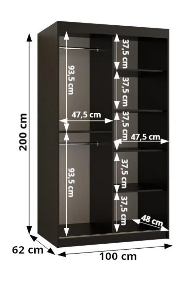 Ramiro II Sliding Door Wardrobe 100cm