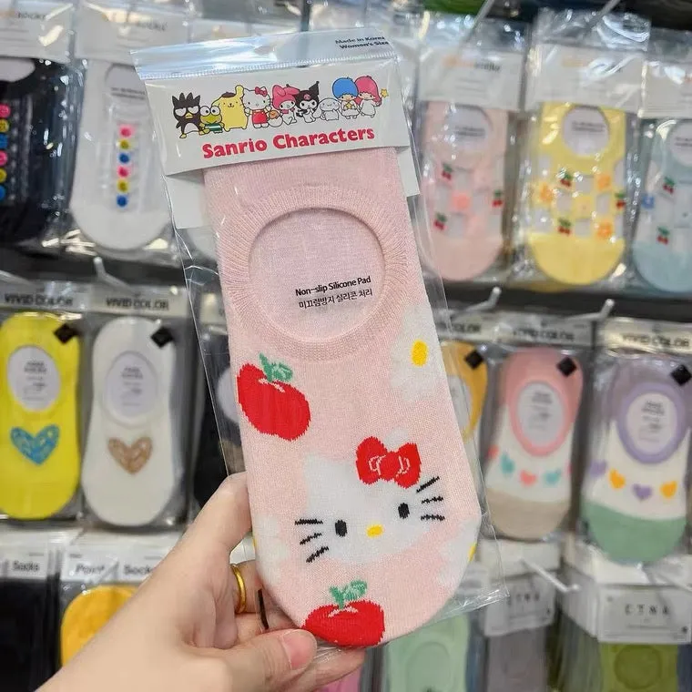 Sanrio Korea Low Cut Socks | Hello Kitty My Melody Kuromi Cinnamoroll Pompompurin KeroKeroKeroppi Gudetama Bad Badtz Maru - Anti-off Female Socks