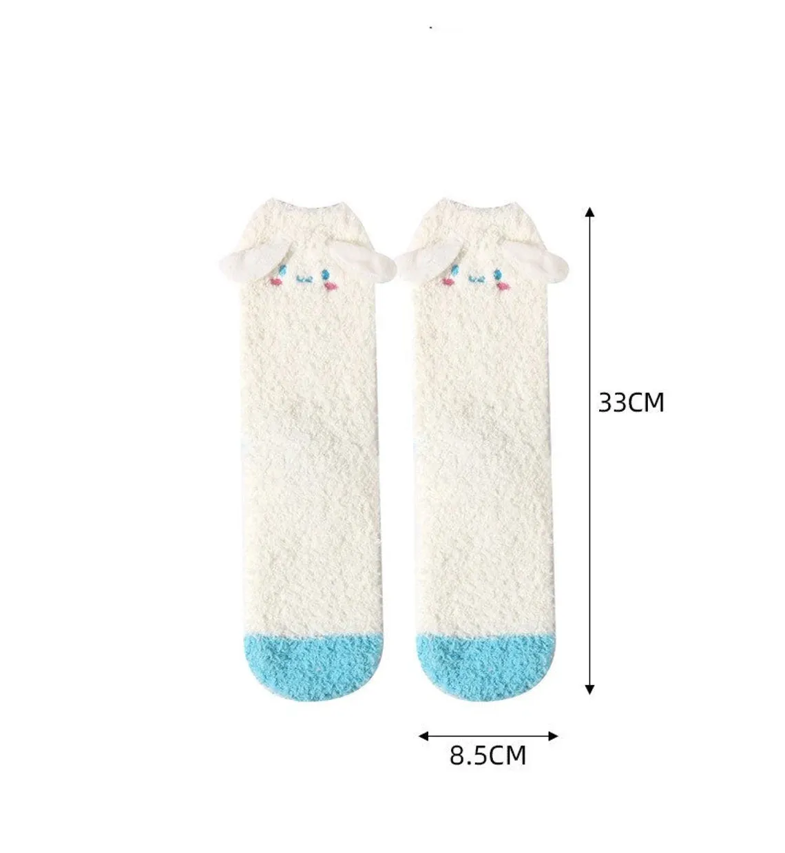 Sanrio My Melody Kuromi Cinnamoroll Pompompurin Embroidery Fluffy Soft Warm Home Sock Winter Accessories