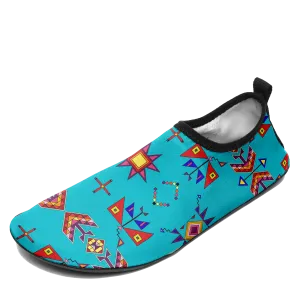 Scattered Generations Turquoise Kid's Sockamoccs Slip On Shoes