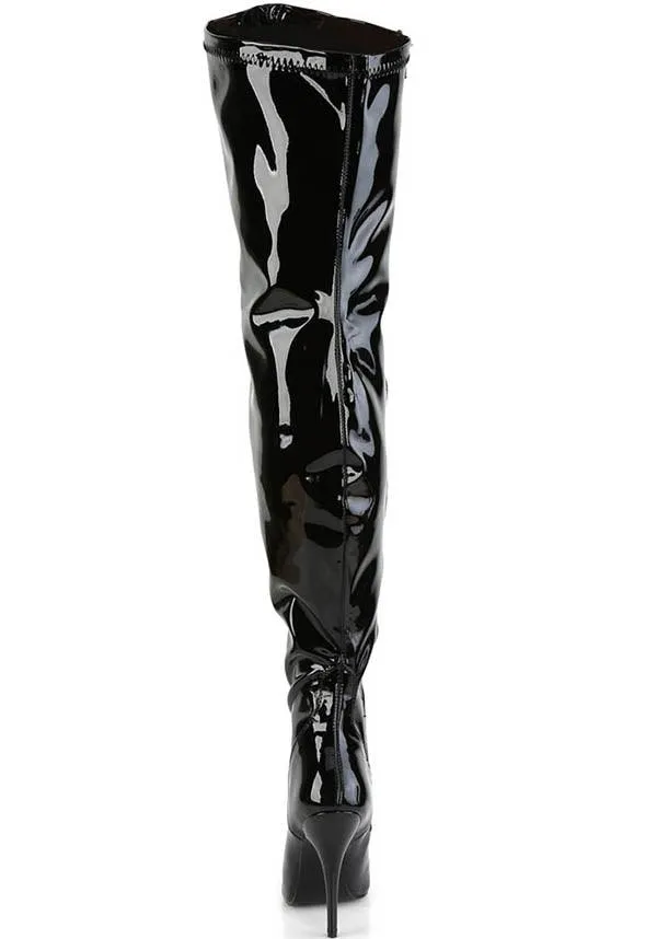 SEDUCE-3000WC [Black Pat] | WIDE CALF BOOTS [PREORDER]