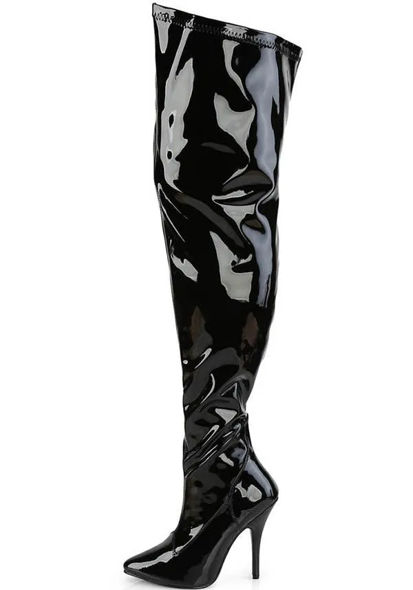 SEDUCE-3000WC [Black Pat] | WIDE CALF BOOTS [PREORDER]