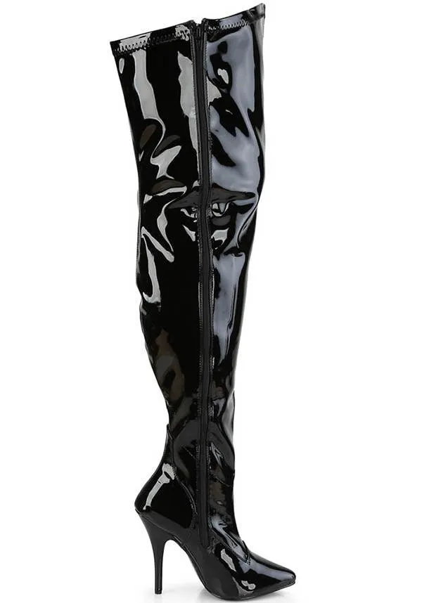 SEDUCE-3000WC [Black Pat] | WIDE CALF BOOTS [PREORDER]