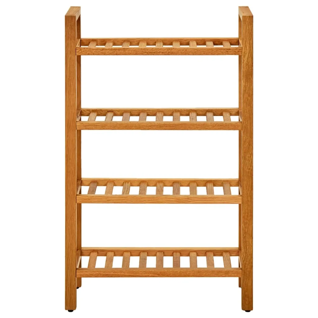 Shoe Rack with 4 Shelves 50x27x80 cm Solid Oak Wood