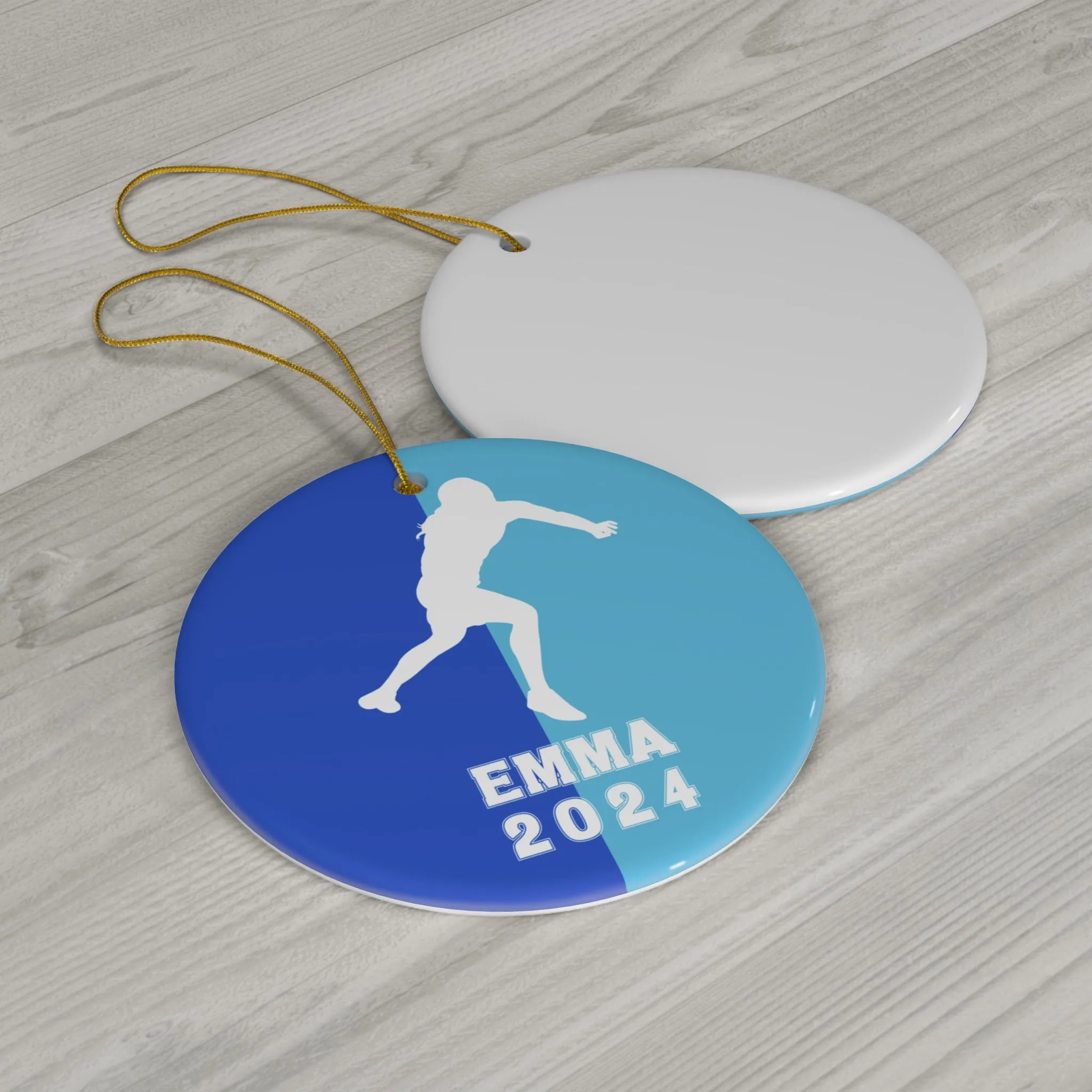 Shot Put Ornament, 2024 Personalized Girls Track and Field Christmas Ornament, Ceramic Tree Ornament