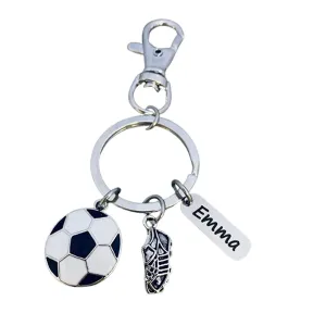 Soccer Zipper Pull with Engraved Charm